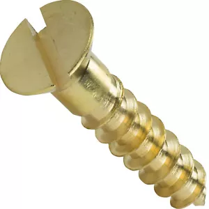 #8 x 3/4" Massiv Messing Flachkopf Holzschrauben Schlitzantrieb Stck 100 - Bild 1 von 4