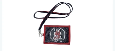 NCAA South Carolina Gamecocks Beaded Lanyard with Nylon Wallet Cover