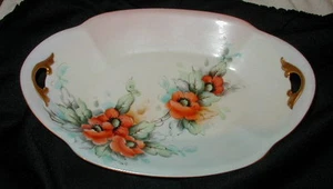 OLD RS GERMANY PORCELAIN SERVING DISH w HAND PAINTED FLOWER DECORATION, NICE !!! - Foto 1 di 4
