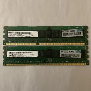LOT OF 2 Micron 8GB 1Rx4 PC3-12800R Server Memory RAM MT18JSF1G72PZ-1G6D1HE - Picture 1 of 3
