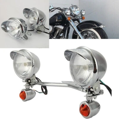 Barra de luz de señal de giro de paso antiniebla cromada apta para Yamaha Road Star XV 1700A 1600A Foto 1 de 4