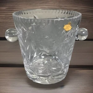 Vintage Cut Lead Crystal Ice or Champagne Bucket Etched Floral Made In Germany - Picture 1 of 14