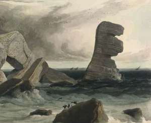 Pembrokeshire St Govan's Head by Daniell Eligugstack colour 1816 aquatint - Picture 1 of 4