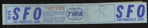 1965 TWA Luggage Check Tag San Francisco - Picture 1 of 2