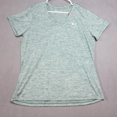 Camisa Under Armour para mujer XL verde jaspeado Heatgear suelta tecnología retorcida cuello en V Foto 1 de 4