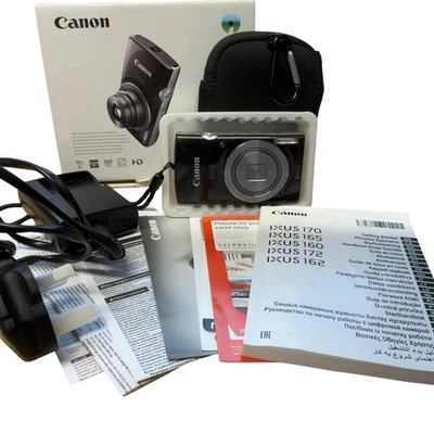Canon IXUS 160 Digital Camera 20MP 8x Optical Zoom HD Black Compact 4099 - Image 1 of 4