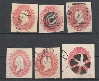 USA stationery envelope 1883-84  2C. Washington lot of 6 cut square, used - Image 1 of 2