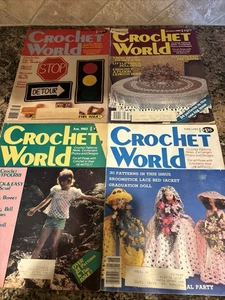 Vintage CROCHET WORLD Magazine Collectible Lot 4 Magazines Patterns - Picture 1 of 5