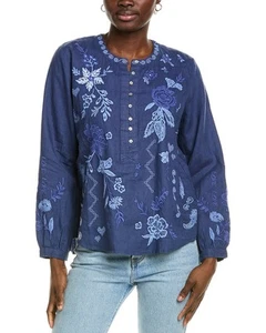 Johnny Was Field Henley Linen Blouse Women's - Picture 1 of 4