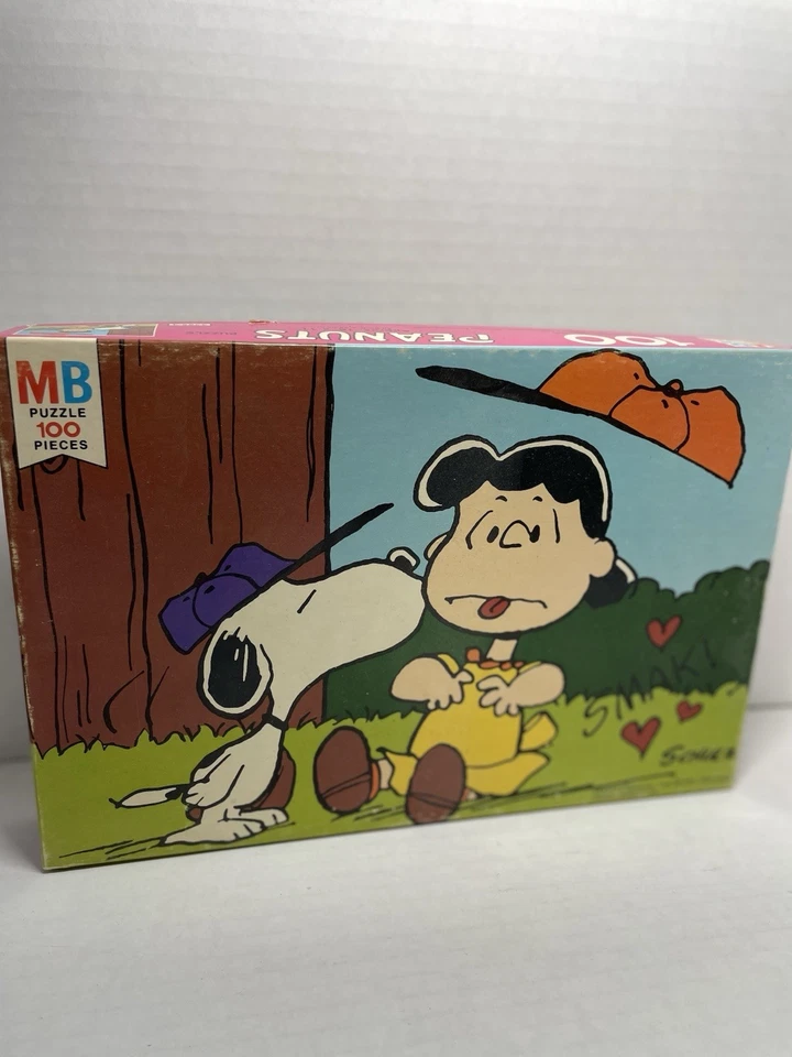 Rompecabezas de 100 piezas vintage Peanuts Snoopy Lucy 1978 Milton Bradley ¡SMAK! Foto 1 de 3