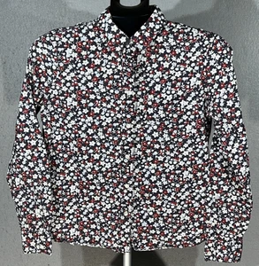 Camisa Lands' End de lona talla pequeña floral con botones manga larga - Imagen 1 de 12