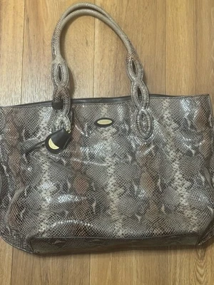 Сумочка Tahari кожаная коричневая змеиная кожа с двумя ручками ~ очень чистая - Изображение 1 из 4