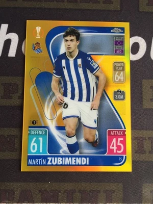 2021 Topps Chrome Match Attax Martin Zubimendi RC Rookie Gold 49/50 Arsenal - Image 1 of 2