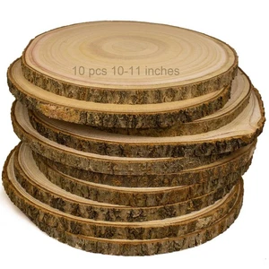 Large Unfinished Wood Slices for Centerpieces 10 Pcs 10-11 Inches Natural Woo... - Picture 1 of 6