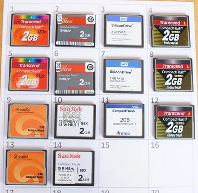1x CF Card Compact Flash Memory 2GB, Sandisk Transcend Lexar Digital Media  #118 - Image 1 of 2