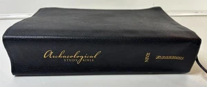 NIV Archaeological Study Bible Black Top Grain Leather Zondervan 2005 - Imagen 1 de 21