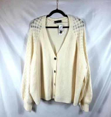 Cárdigan suéter Lane Bryant marfil para mujer talla 26/28 cuello en V NUEVO Foto 1 de 4