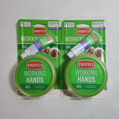 Lote de 2 paquetes de crema de manos de trabajo O'keeffe's 2,7 oz y tratamiento nocturno 0,25 oz nuevo Foto 1 de 4