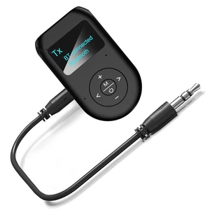 Bluetooth 5.0 Audio Receiver Transmitter LCD Display Handfrees Calling 3.5mm AUX - Afbeelding 1 van 8
