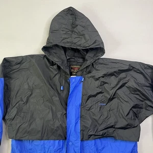 Stearns Dry Wear Jacket Mens Medium Black Blue Hooded L/S Zip Up Snap Rain Coat - Picture 1 of 18