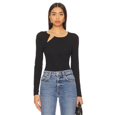 Body de Tanga Henley Asimétrico Negro Nan Para Mujer 3 Manga Larga A12-4 Foto 1 de 4