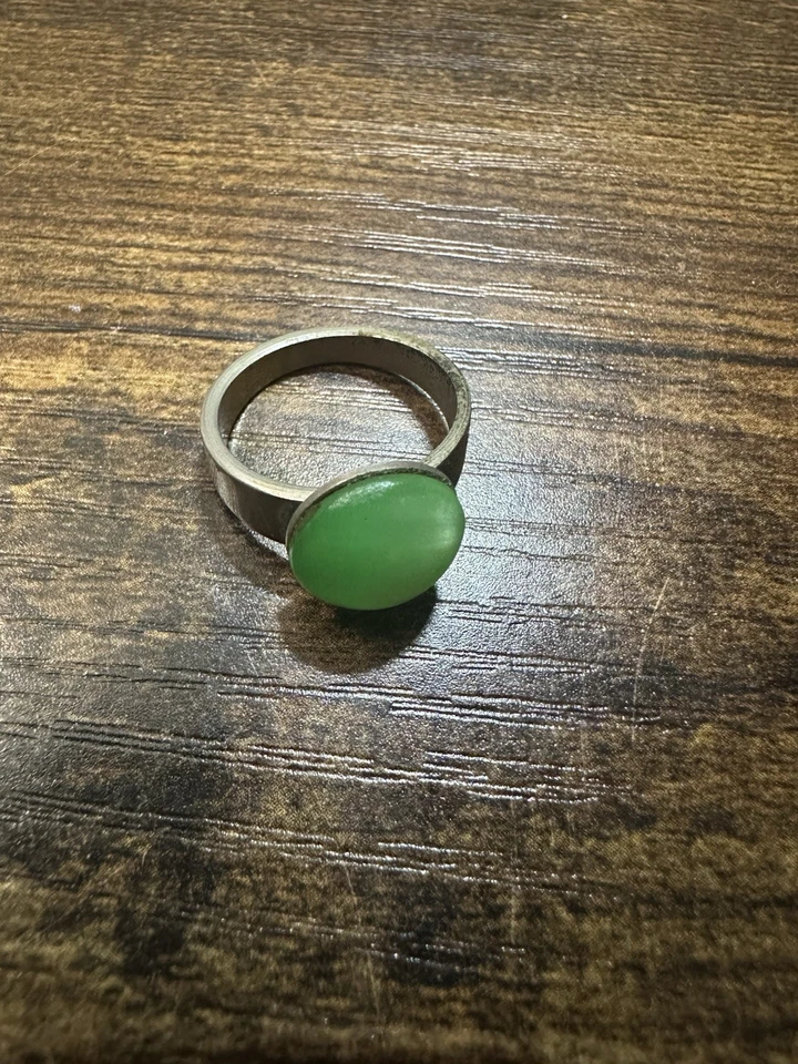 Anillo de piedras preciosas de ónix verde chapado en plata talla 7 desgaste menor envío gratuito Foto 1 de 4