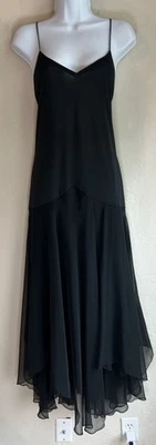 Maxi Vestido Sin Mangas Vintage Años 90 Lillie Rubin Negro Asimétrico 14 Gótico Grunge Union Foto 1 de 4