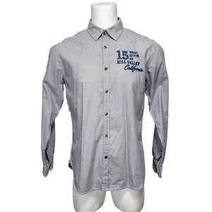 Esprit Mens L Reg Fit Blue White Vertical Striped L/S Lumber Company Shirt - Picture 1 of 9