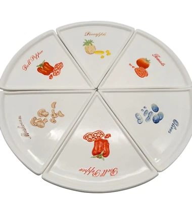 Juego de 6 platos de cerámica Pottery Barn para pizza Buono rebanadas individuales con adornos Foto 1 de 4