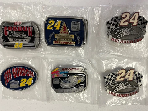 Lot Of 6 Vintage Jeff Gordon Belt Buckles DuPont Racing NASCAR￼￼ Cover