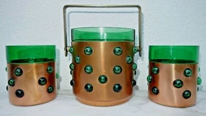 NANNY STILL Henkel-Eisbehälter & 2 Glasbecher Gläser Noppenglas im Kupfermantel - Bild 1 von 12