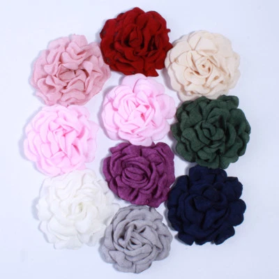 120PCS 8CM 3inch Fashion Korea Hemp Burned Fabric Flowers For Hair Clips  - Image 1 of 4
