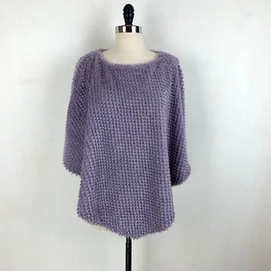 Schwarze Niete lila Kunstfell Poncho L/XL flauschig Boho Zigeuner Musik Festival Bauer - Bild 1 von 8
