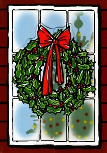 Christmas Happy Holidays Wreath Window Windows Photo Greeting Cards - Set of 10 - Picture 1 of 3