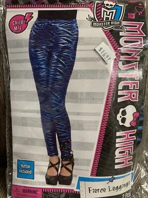 NIÑAS MONSTRUO ALTO FEROZ LEGGINGS AZUL NEGRO DISFRAZ ACCESORIO NIÑO TALLA M/L Foto 1 de 4