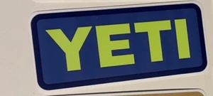 YETI TUNDRA & ROADIE FRONT OEM MATTE COOLER STICKER 4"x2" - Blue/Neon Green - Picture 1 of 1
