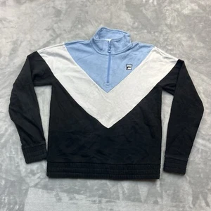 Suéter FILA Mujer Talla Pequeña Negro/Blanco/Azul 1/4 Cuarto Cremallera Pullover - Imagen 1 de 7