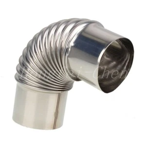 6cm/2.4" Diameter Silver Stainless Steel Water Heater Elbow Vent Exhaust Pipe - Picture 1 of 7