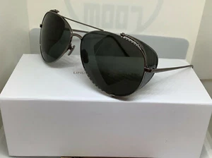 Linda Farrow GUNMETAL/GRAU/SCHWARZ PILOTENBRILLE MIT SCHLANGENLEDER LFL255 11 NEU ETUI - Bild 1 von 12