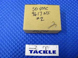 VMC Treble Size 2 Fish Hooks Nickel Finish 50 Count Box 9617 NI 2 - Picture 1 of 2