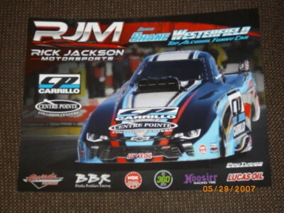 2019 SHANE WESTERFIELD TOP ALCOHOL FUNNY CAR NHRA POSTCARD