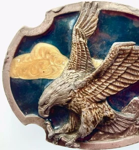 1986 Siskiyou Zinn und blauer Adler Gürtelschnalle - Bild 1 von 6