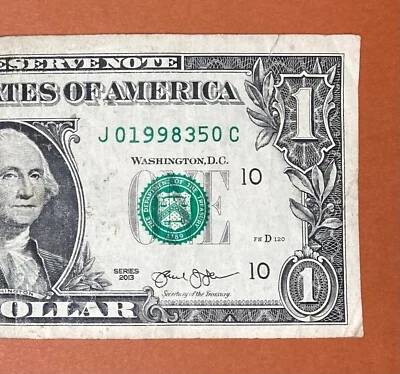 1998 March 5 (J 01998350 C) Birthday Note $1 One Dollar Bill (_1998 / 3 / 5_) - Image 1 of 3
