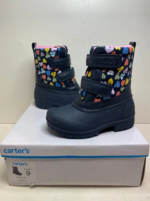 Carter's Little Girl's Easy on & Off Waterproof Hearts Snow Winter Boots size 9 - Image 1 of 4
