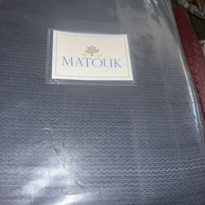 Matouk King Matelasse Coverlet Augusta Navy Egyptian Cotton Geometric - Picture 1 of 4
