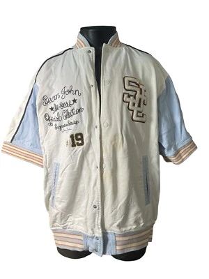 Chaqueta Sean John Universitaria Azul y Blanco All Stars Signature Serie Auténtica Foto 1 de 4