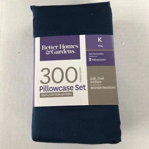 Better Homes & Gardens King Pillowcase Set 100% Cotton 300 Sateen Baltic Sea NEW - Picture 1 of 3