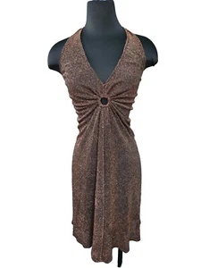 MODA International Cocktail Dress Black w/ Shimmery Copper Orange Womens Size 2 - Picture 1 of 9