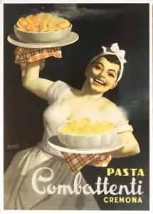 POSTER PASTA di Gino Boccasile poster vintage su lino SU LINO - Foto 1 di 1