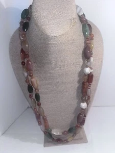 Multicolor Stone Beaded Necklace, 32” Lot R - Picture 1 of 5